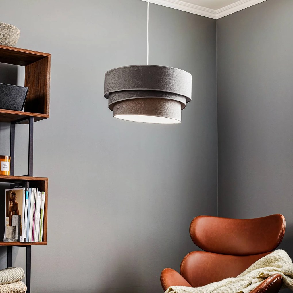Duolla Lampada a sospensione Devon, grigio/bianco Ø45cm