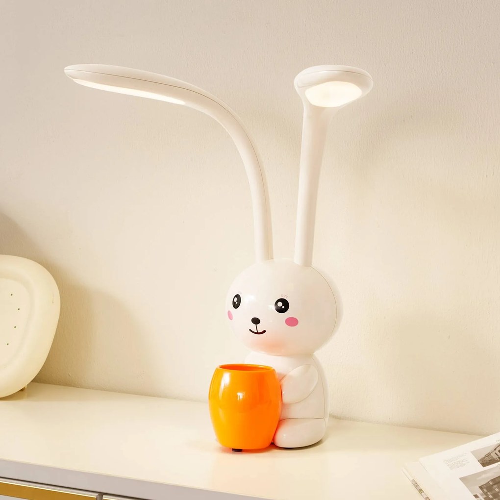 Lampada da scrivania Haas Lindby, dimmerabile, Crema / Ambra, Cameretta, Plastica, Giovanile, Lampada da tavolo LED