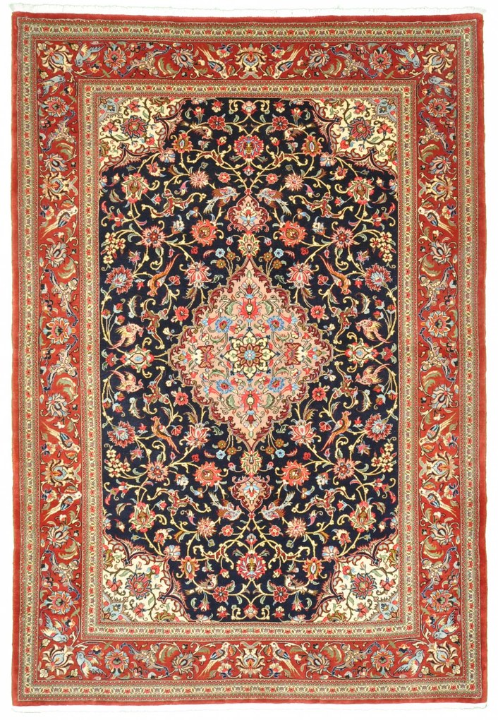 Ghom Tappeto 140 x 200 Blu (Iran) Annodato A Mano