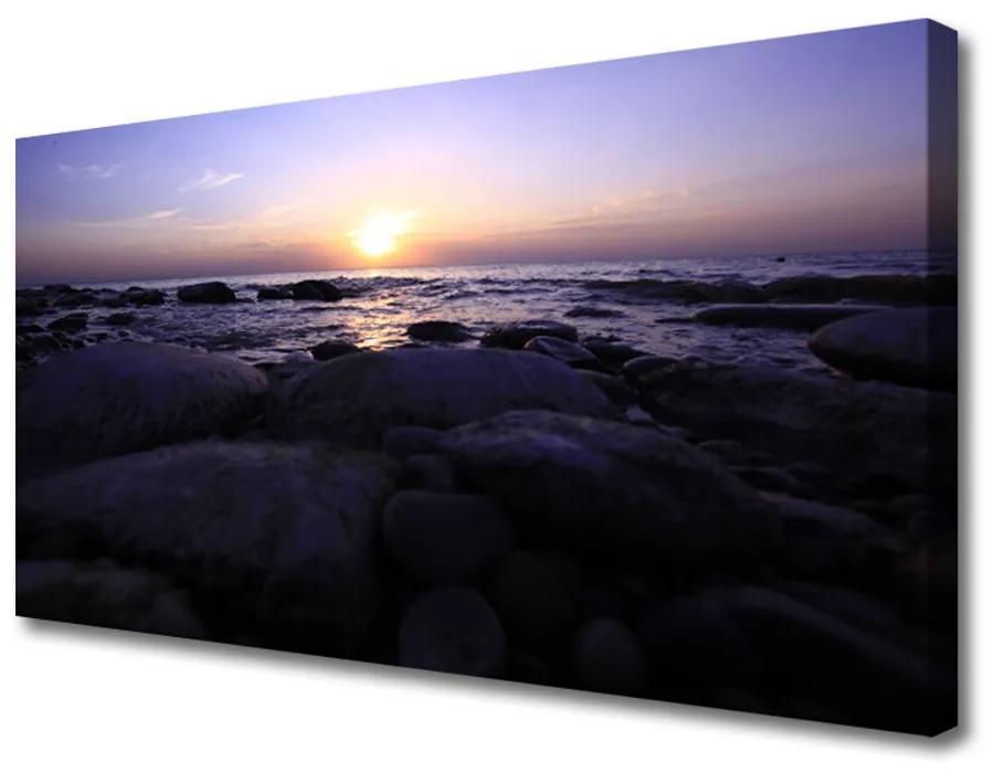 Stampa quadro su tela Paesaggio marino di pietre 100x50 cm