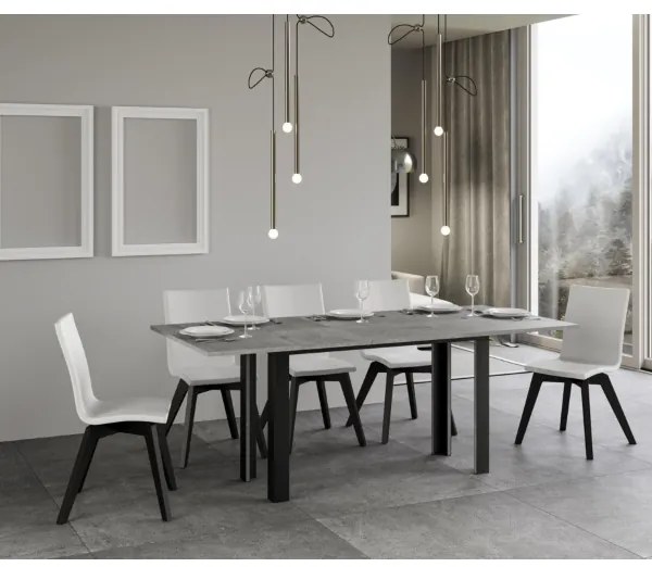 Tavolo libro LINEA DOUBLE 120x45 Cemento allunga aperto 200x90