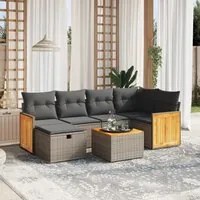 Set Divani da Giardino 7 pz con Cuscini Grigio in Polyrattancod mxl 113778