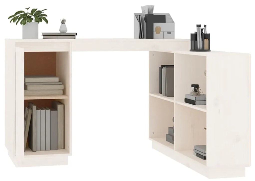 Scrivania bianca 110x50x75 cm in legno massello di pino