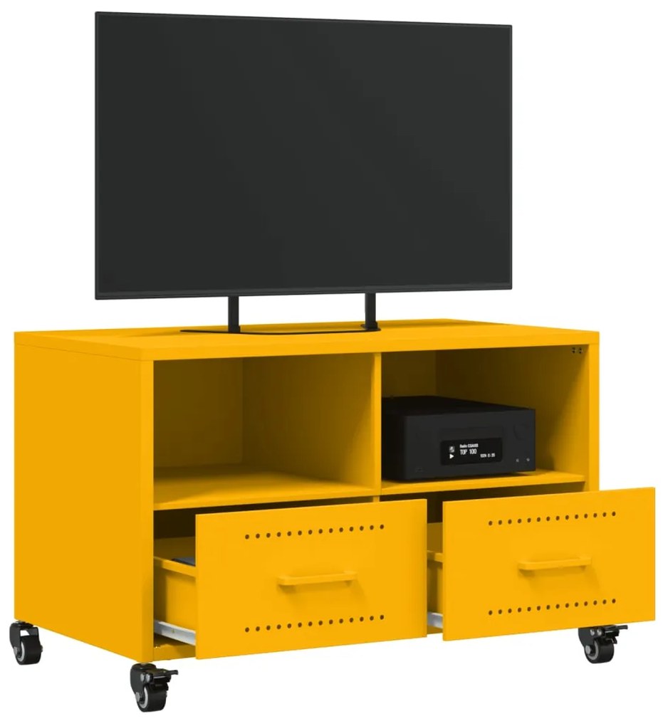 Mobile tv giallo senape 68x39x43,5cm acciaio laminato a freddo