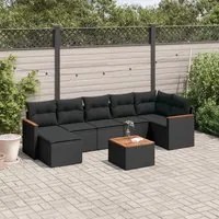 Set Divani da Giardino con Cuscini 8 pz Nero in Polyrattancod mxl 114443