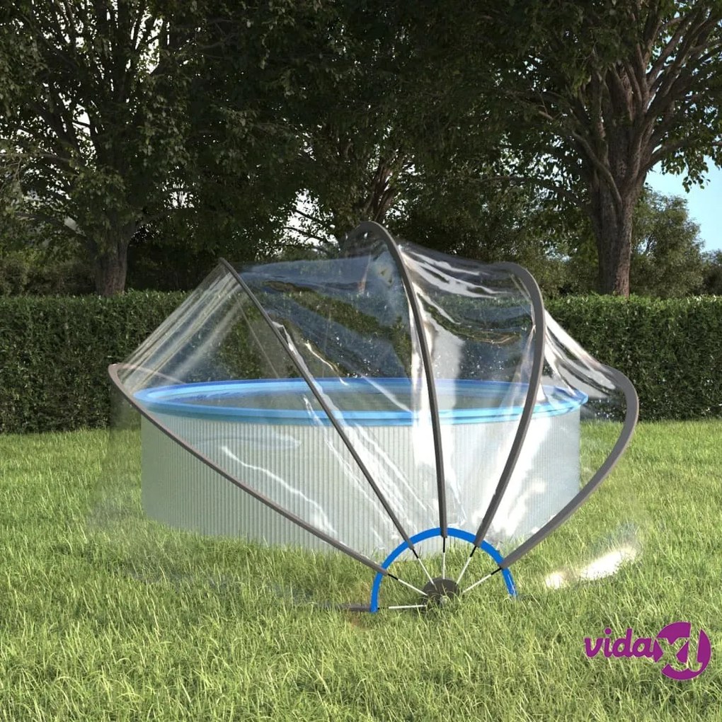 vidaXL Cupola per Piscina con Staffa Rotonda 406x203 cm PVC