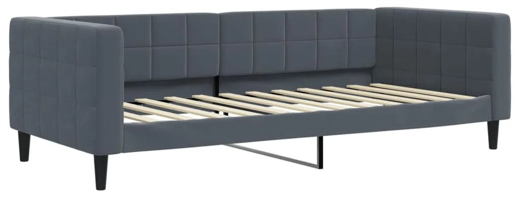 Divano letto estraibile cassetti grigio scuro 100x200cm velluto