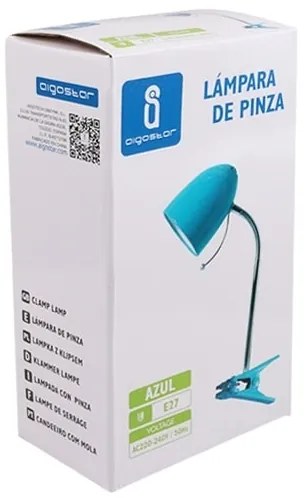 Aigostar - Lampada da tavolo con morsetto 1xE27/11W/230V blu/cromo