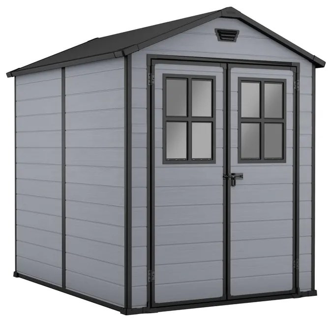 Casetta da giardino in polipropilene grigio 1.8 x 2.3 m, superficie esterna 3.9 m² e spessore parete 16 mm, con pavimento e porta a due ante, KETER Exclusive