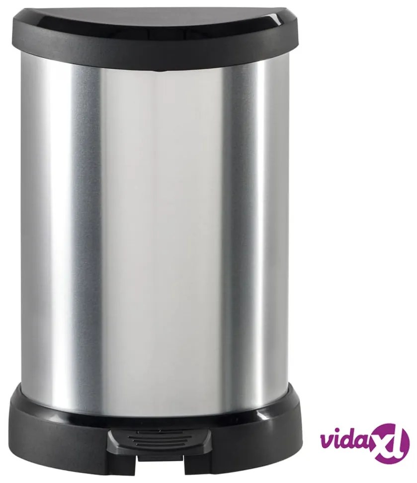 Curver Pattumiera a Pedale Deco Forma a D 15 L Argento