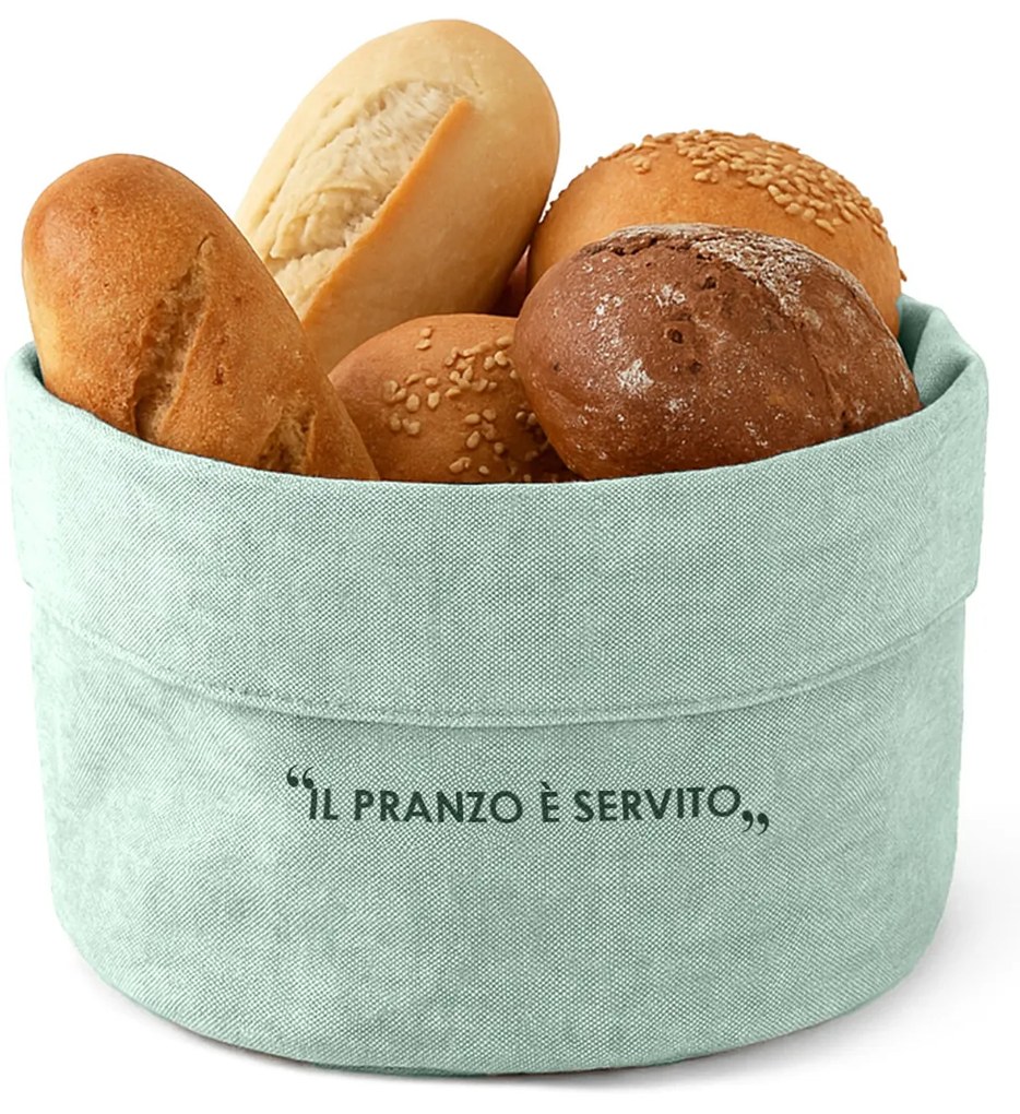 Cestino verde 27x17x10 cm con scritta