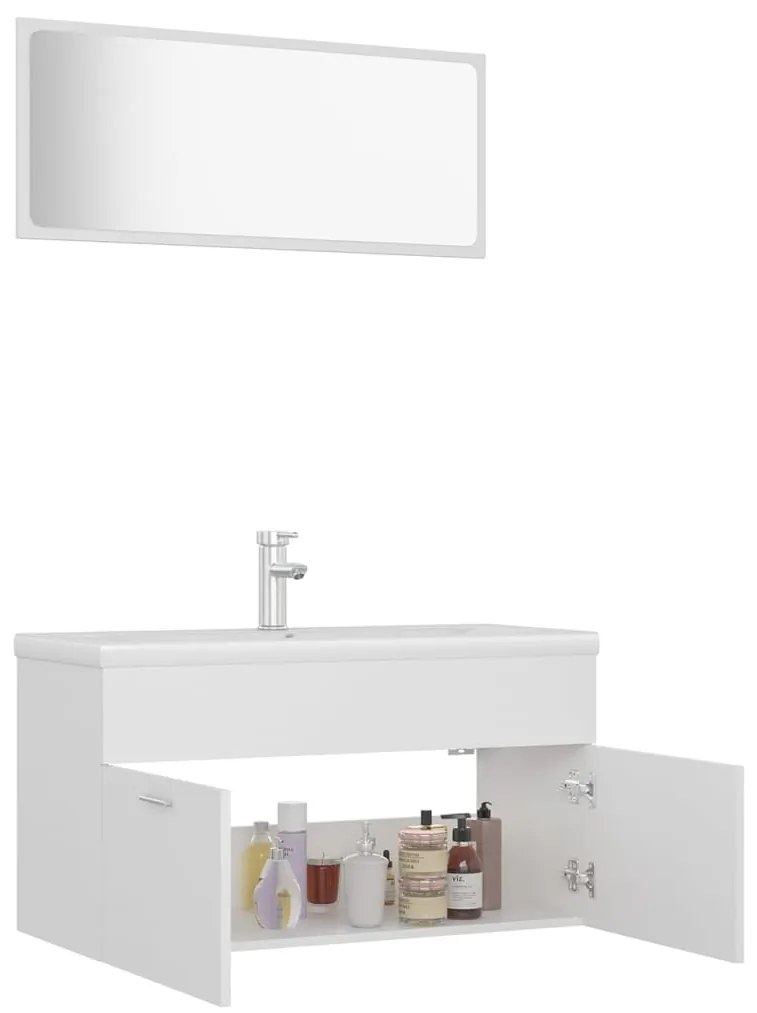 Set mobili da bagno bianco in truciolato