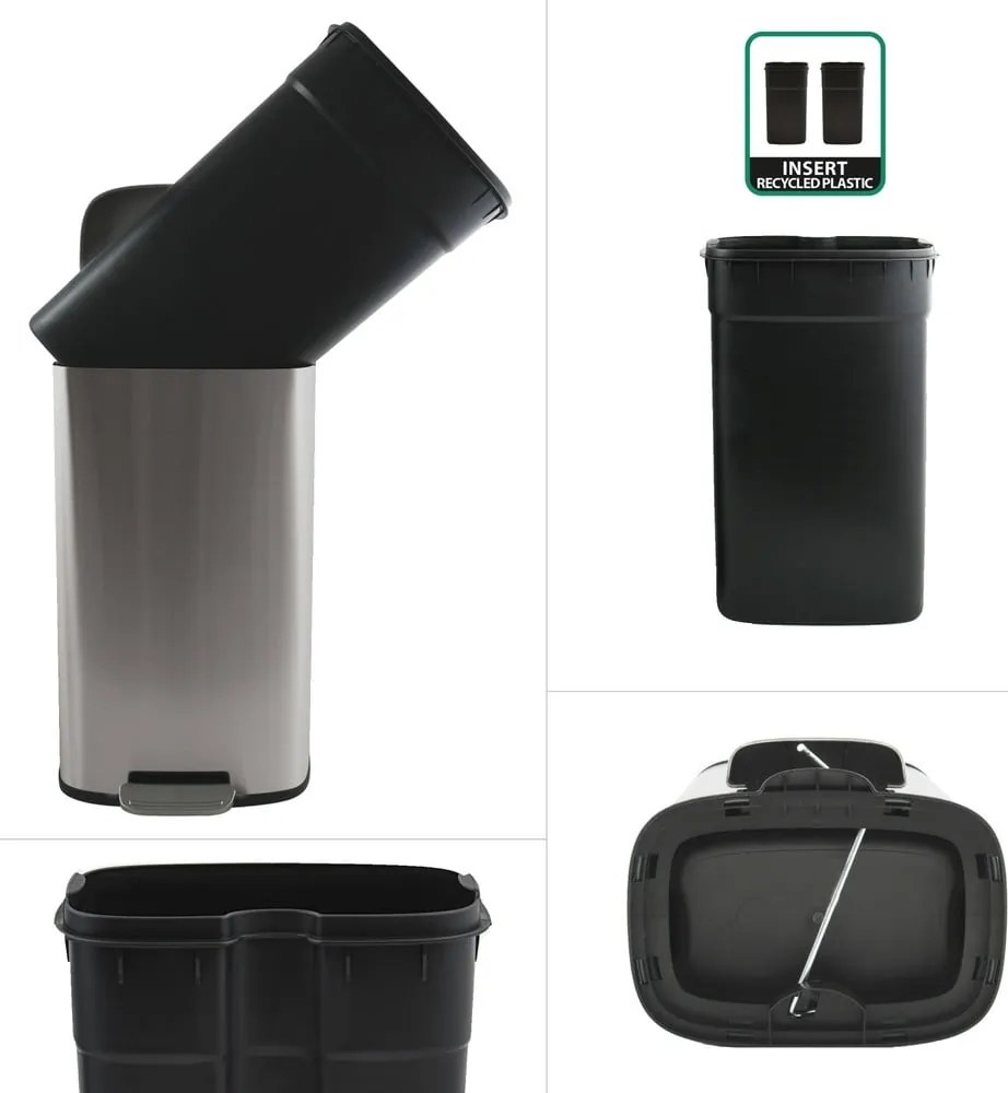 Cestino per la spazzatura color argento opaco in acciaio con pedale 50 l Akira – Spirella