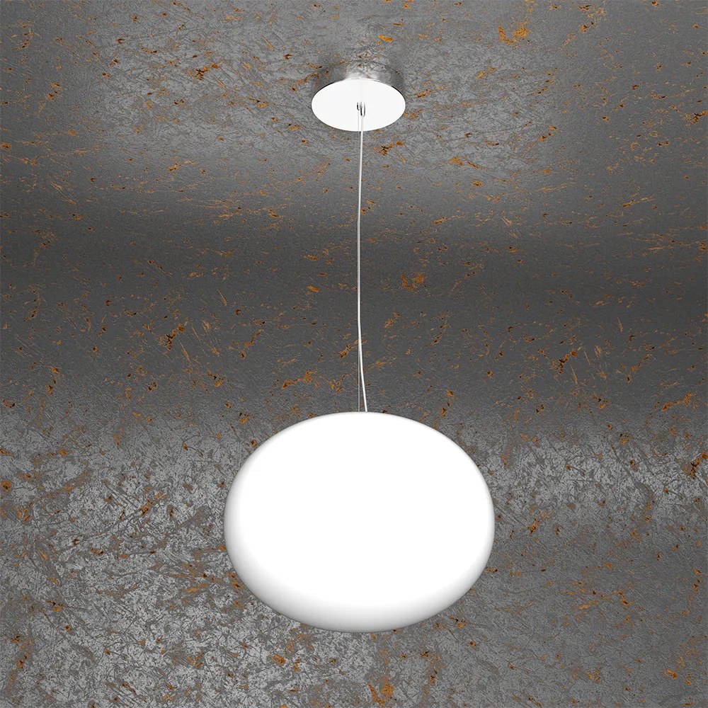 Sospensione Contemporanea Soft Metallo Cromo Vetro Acidato Opaco 1 Luce E27 28Cm