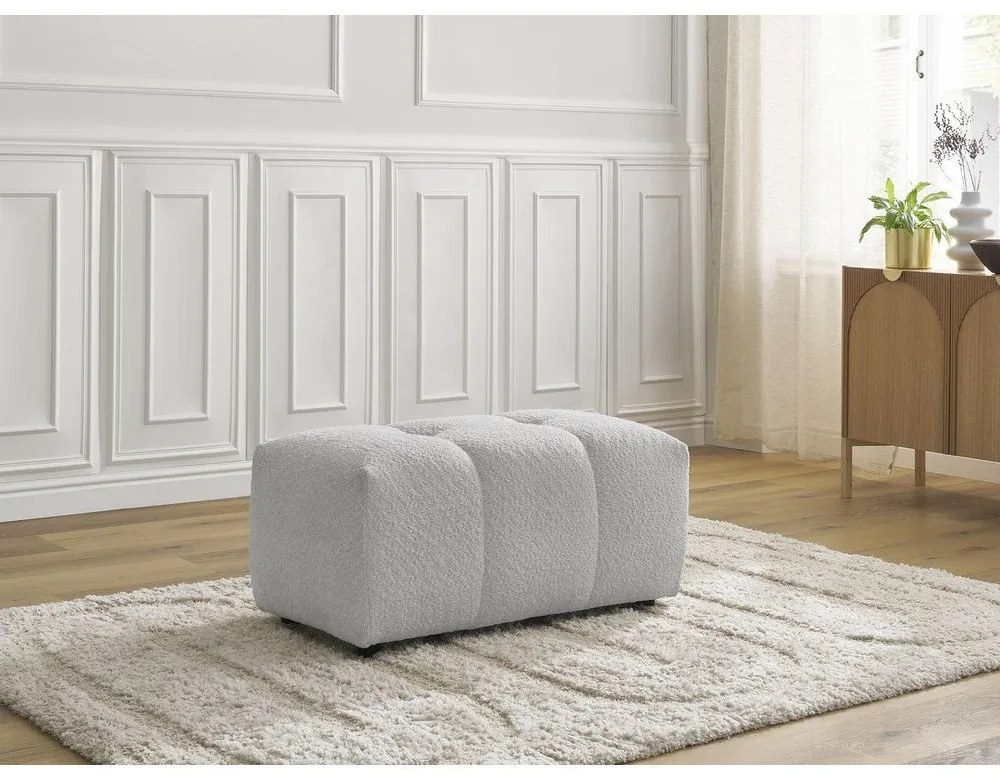 Poggiapiedi grigio chiaro con rivestimento in bouclé Roxelane – Bobochic Paris