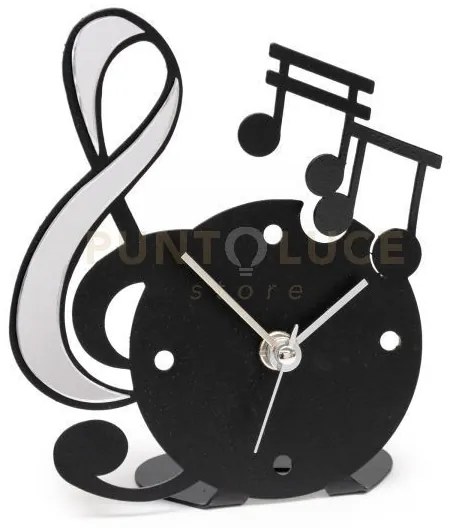 Orologio musica decorato nero in ferro 13,5x15,5cmh