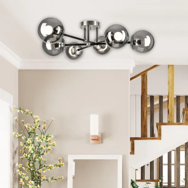 Lampadario a plafone MALENA 6xE14/5W/230V cromo opaco/fumé