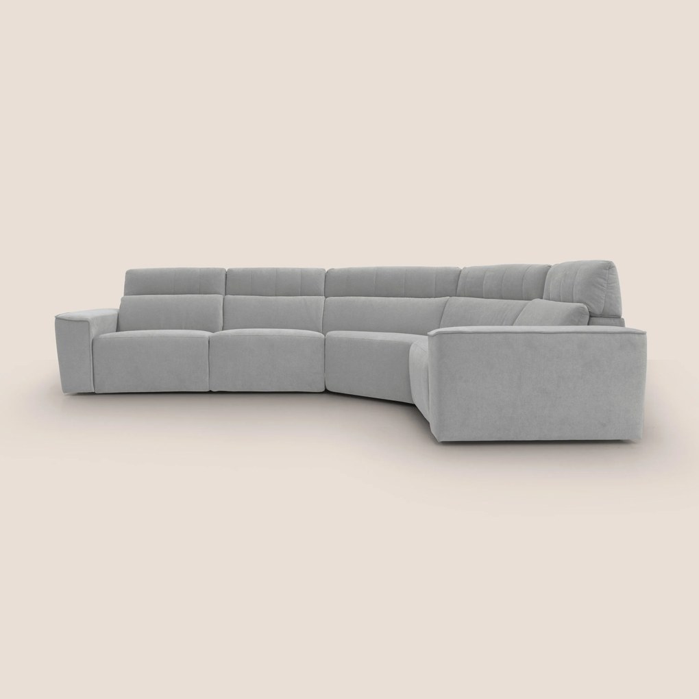 Clark Divano modulare angolare REVERSIBILE con opzione relax elettrico in tessuto smacchiabile impermeabile T17