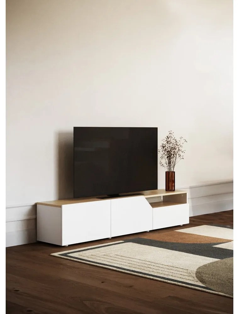 Tavolo TV bianco in rovere 180x38 cm Verone - TemaHome