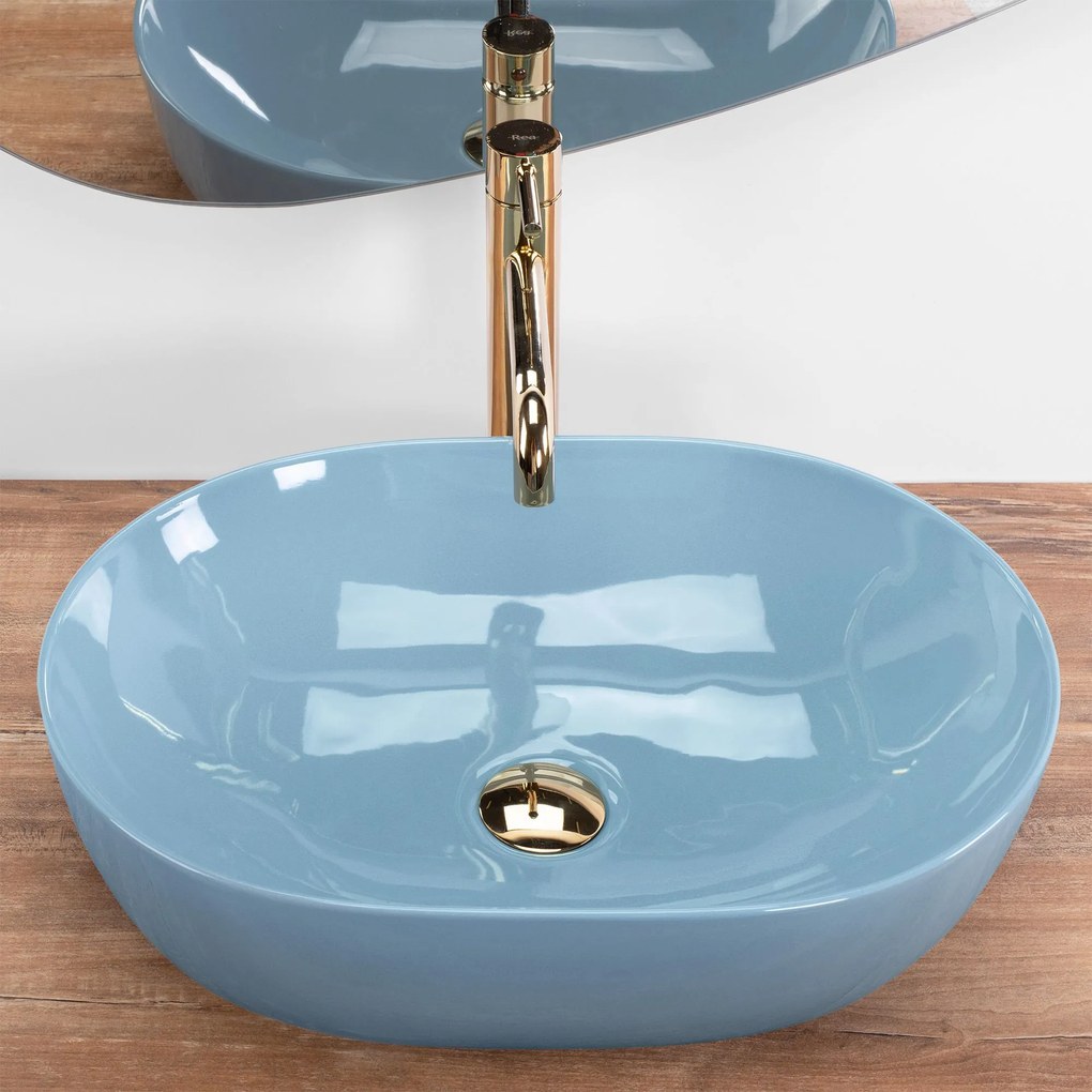 Lavabo da appoggio Rea LISA L.BLUE SHINY