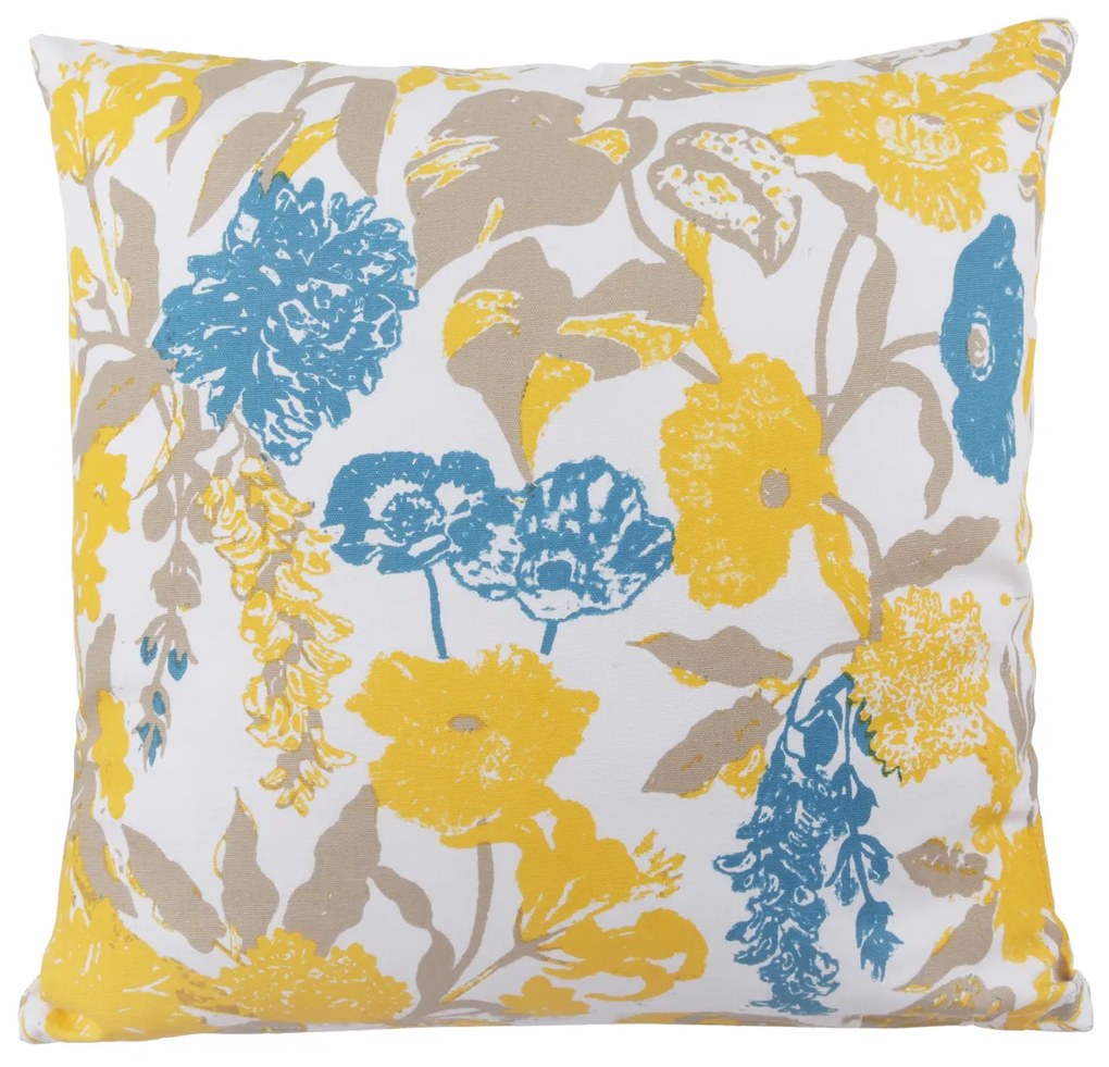 Cuscino divano 45x45 cm piante giallo blu