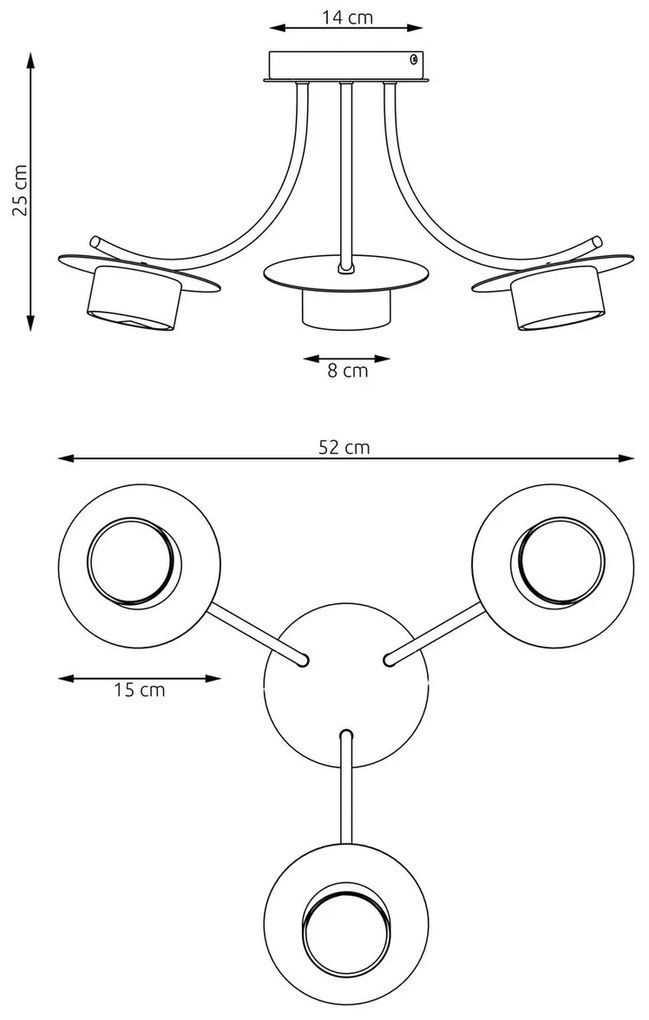 Lampada a soffitto in acciaio ENSO 3 nero da interno 3xGX53