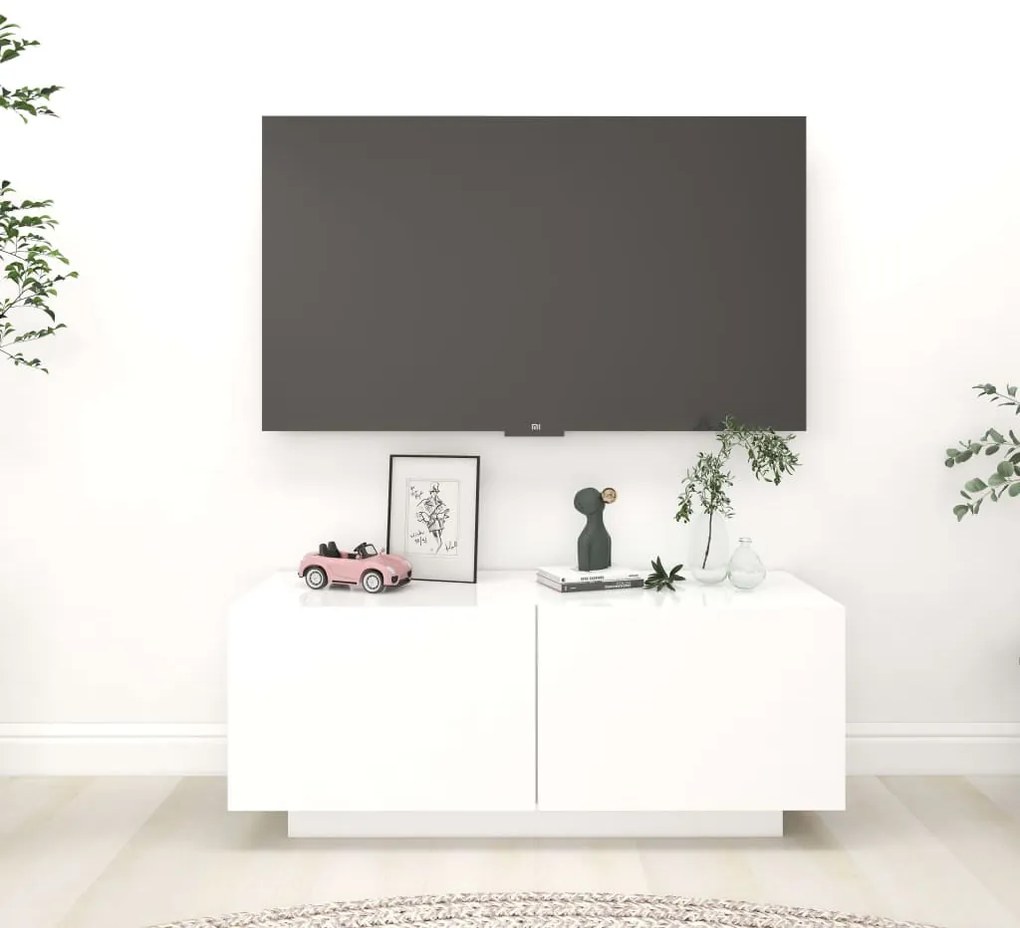 Mobile Porta Tv Bianco 100x35x40 Cm İn Legno Multistrato /