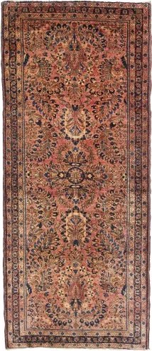 Antik Floreale Rosso Mattone Blu Scuro 78x183 Cm