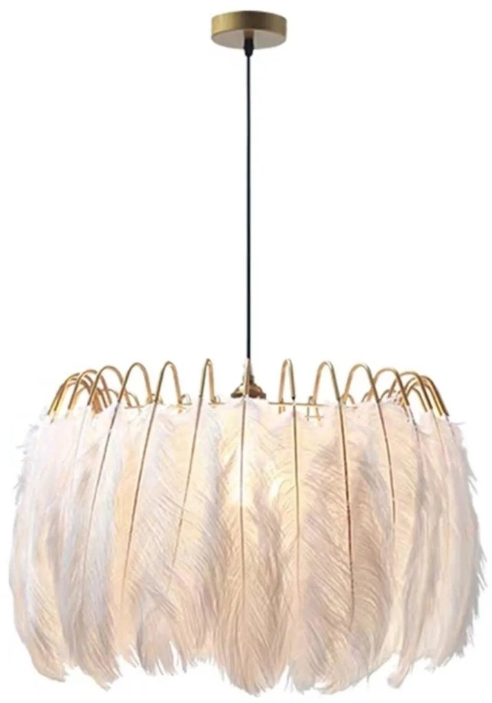 Lampada da soffitto con piume boho APP662 Gold