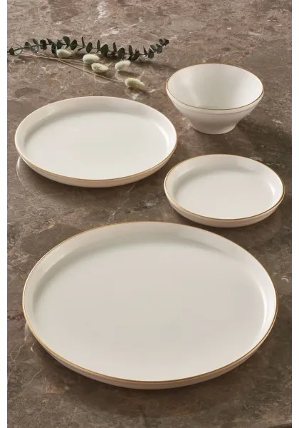Set da tavola 16 pezzi beige/dorato in porcellana
