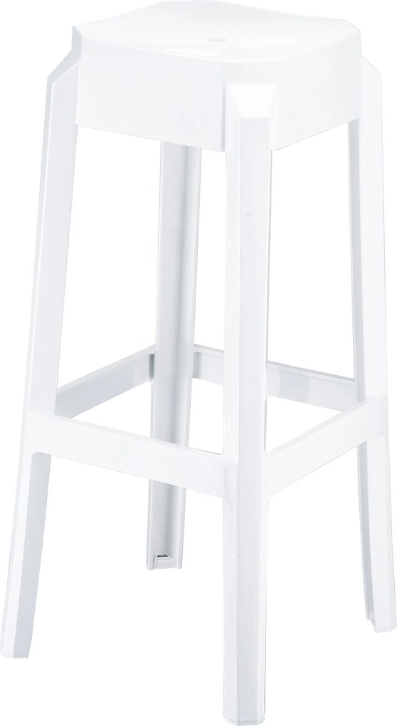 Sgabello Da Bar İn Tecnopolimero Pa6 Nylon Lucido O Policarbonato Trasparente - Design Contemporaneo E Funzionale / Weiß Glanz