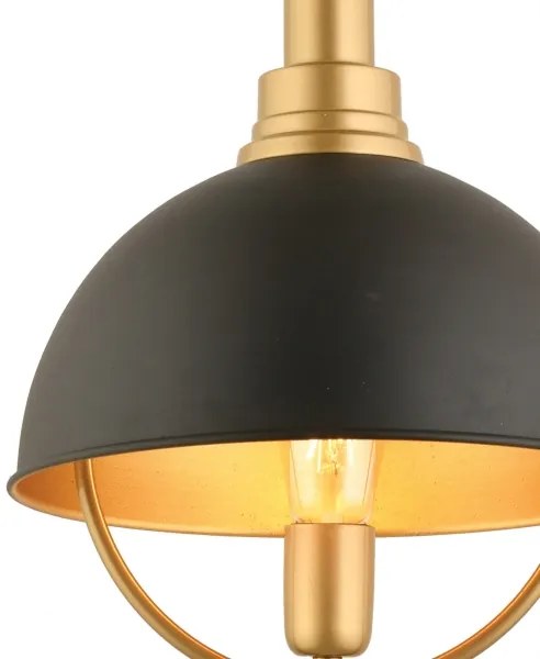 Lampadario a cavo MONZA 1xE27/40W/230V diam. 30 cm nero/oro