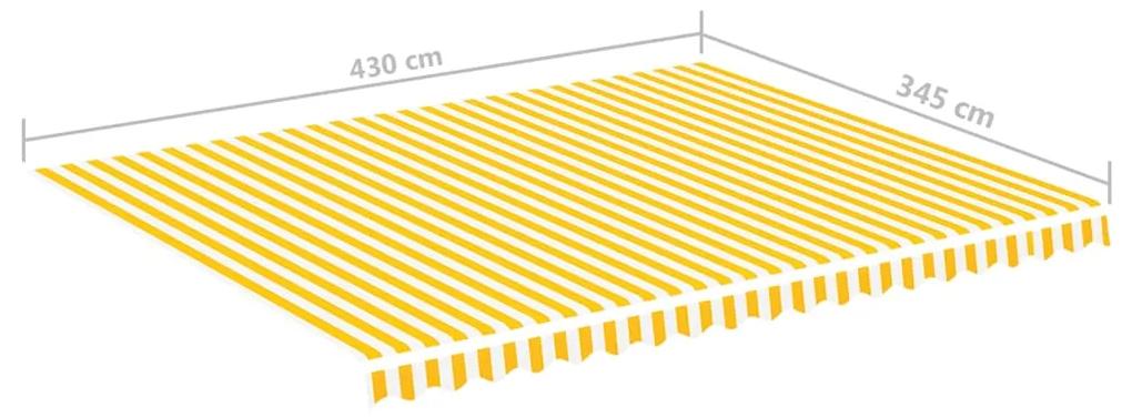 Tessuto di Ricambio per Tenda da Sole Giallo e Bianco 4,5x3,5 m