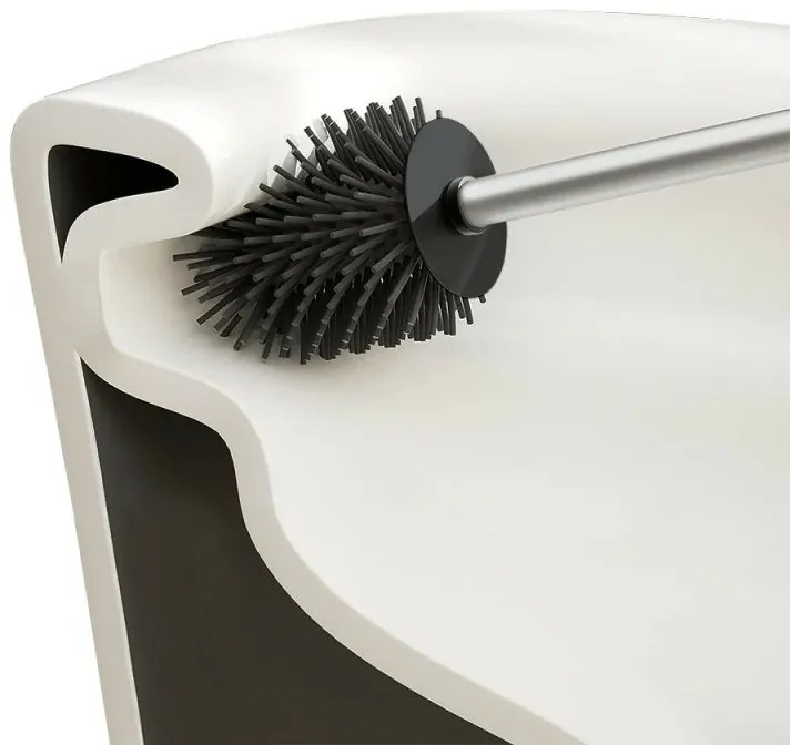 Scopino di ricambio per wc con setole in silicone e manico acciaio cromo