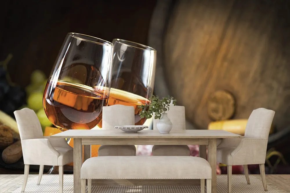 Carta da parati autoadesiva – Bicchiere di vino rosato