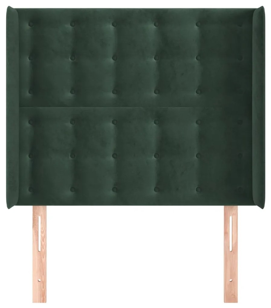 Testiera ad orecchio verde scuro 93x16x118/128 cm in velluto