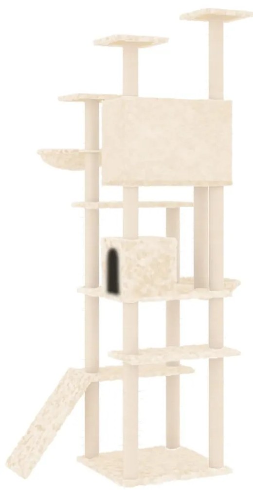 Albero per gatti con tiragraffi in sisal crema 191 cm