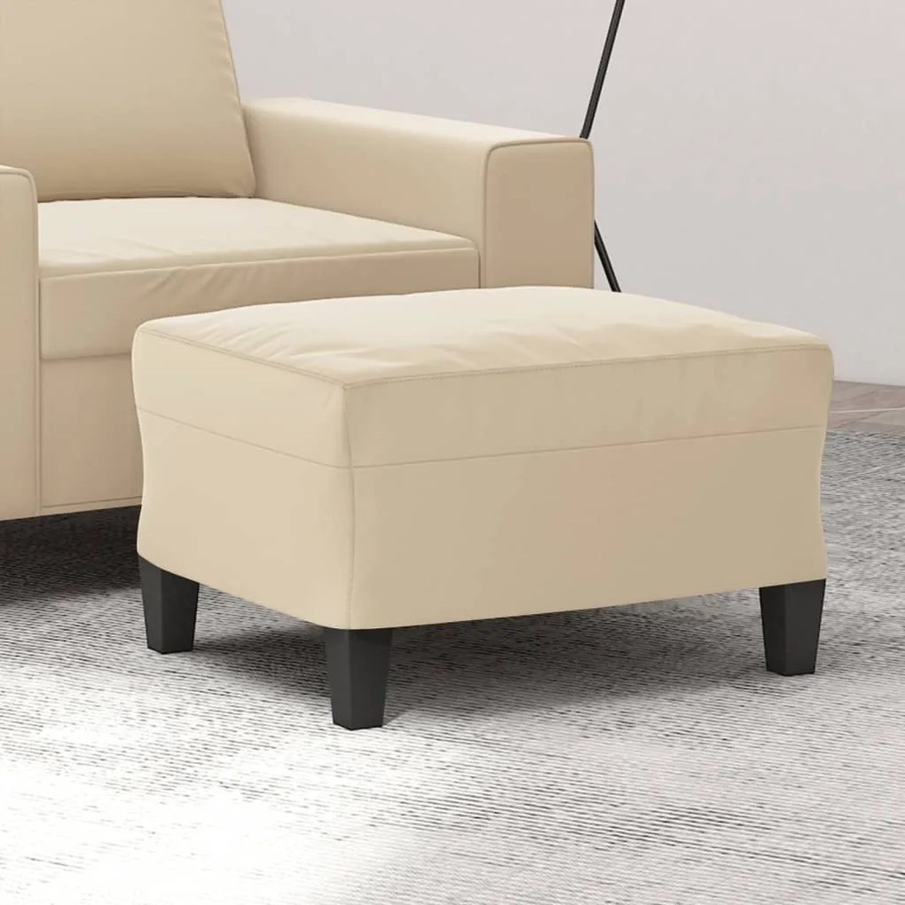 Poggiapiedi Crema 60x50x41 Cm İn Tessuto Microfibra /