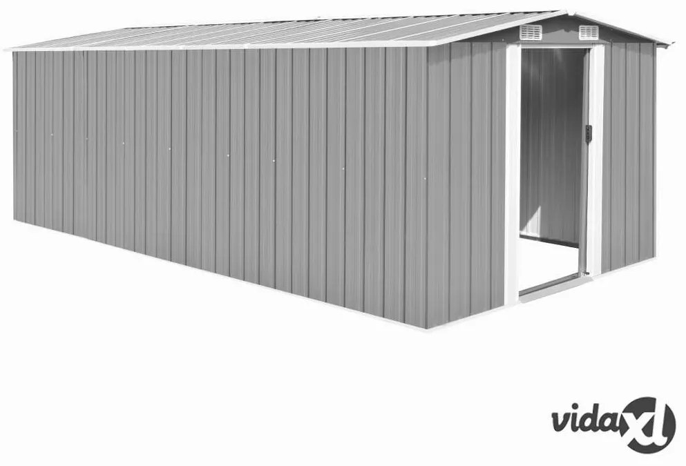 vidaXL Casetta da Giardino 257x489x181 cm in Metallo Grigio