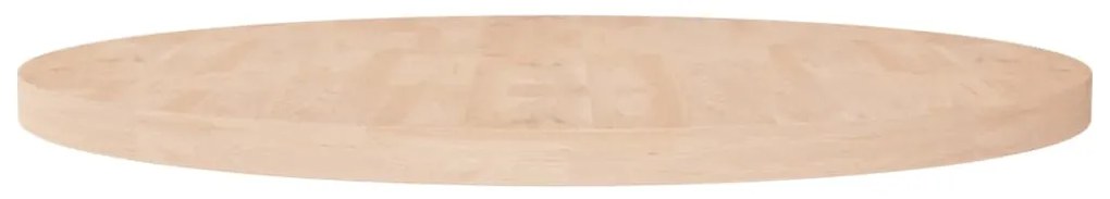 Piano Tavolo Rotondo Ø90x4 Cm Massello Di Rovere Non Trattato /