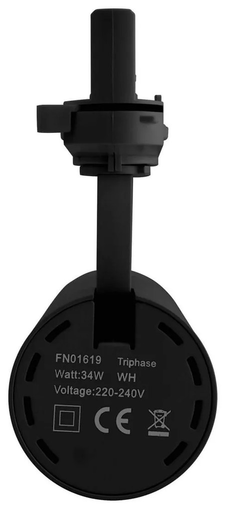 Faro LED 34W per Binario Trifase 38°+60° Nero con driver Philips Colore Bianco Naturale 4.000K