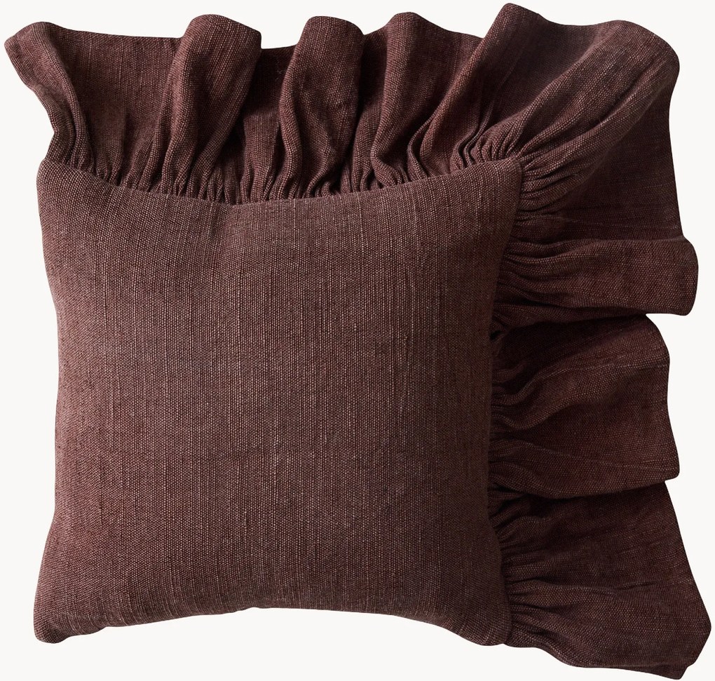 Cuscino in cotone con volant Chestnut