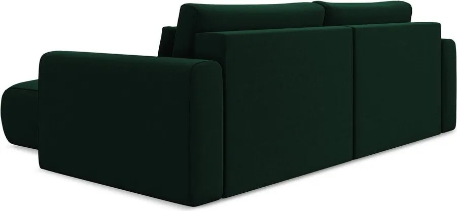 Divano angolare verde allungabile/con contenitore (con penisola a destra/con chaise lounge) con rivestimento in velluto Kapua – Makamii