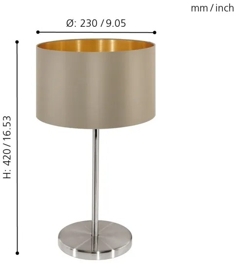 Eglo 31629 - Lampada da tavolo MASERLO 1xE27/60W/230V