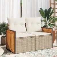 Divano da Giardino con Cuscini a 2 Posti Beige in Polyrattancod mxl 87095