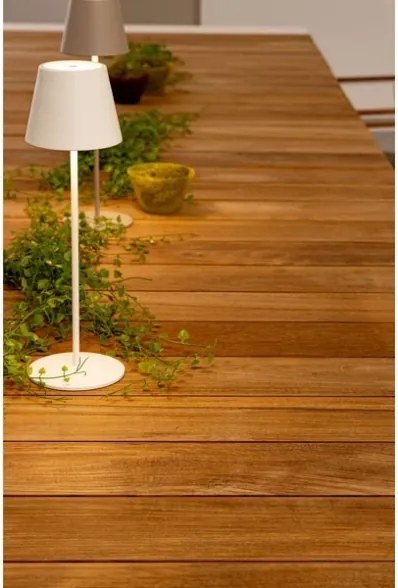 Tavolo Da Esterno In Alluminio Piano In Teak Allungabile 100x228/294 Cm Cameron Bianco Bizzotto