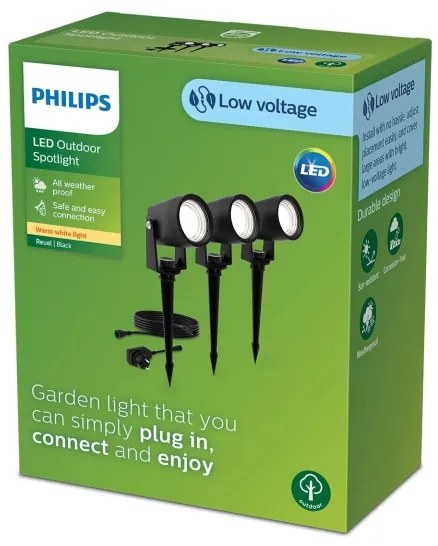 Philips -SET 3x Lampada LED da esterno GARDENLINK REUEL LED/1,5W/230V 2700K IP44