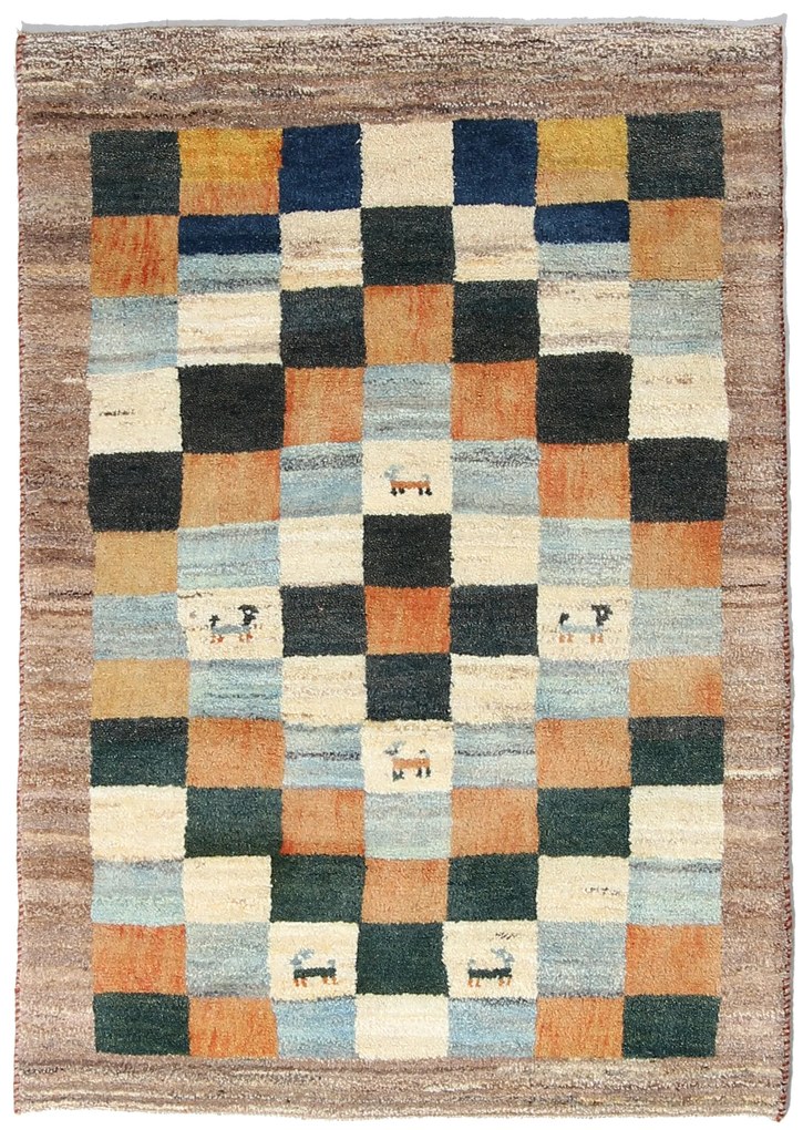 Gabbeh Tappeto 140 x 100 Beige (Iran) Annodato A Mano