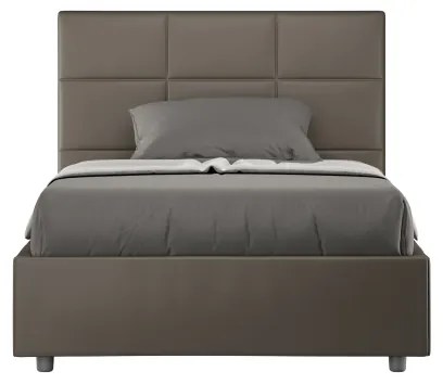 Letto senza rete imbottito 140x200 similpelle cappuccino Mika