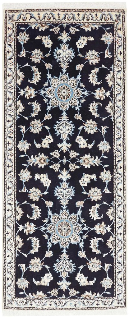Nain Tappeto persiano 80x200 Blu (Iran) Annodato A Mano